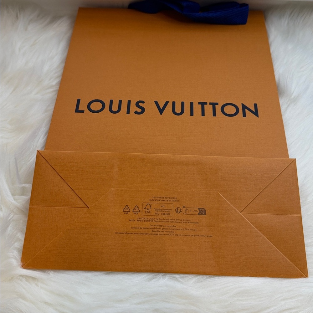 Louis Vuitton Orange Shopping Bag with Blue Handles - Picture 10 of 13